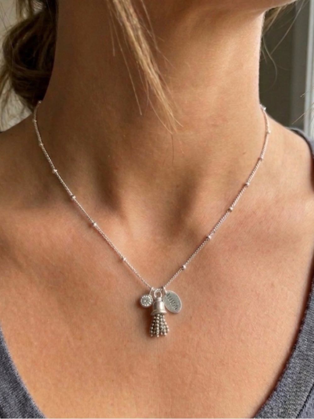Silpada Retired N2799 Sterling Silver “ Wishful Thinking” Charm Necklace